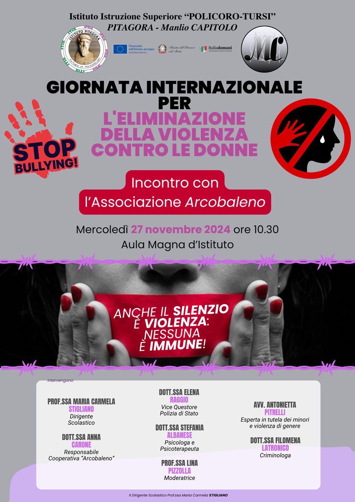 Giornata Internazionale per l’eliminazione della Violenza contro le Donne